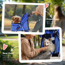 PawHut Pet Stroller Pushchair Carrier for Cat Puppy with 3 Wheels Blue