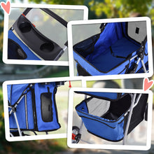 PawHut Pet Stroller Pushchair Carrier for Cat Puppy with 3 Wheels Blue