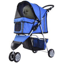 PawHut Pet Stroller Pushchair Carrier for Cat Puppy with 3 Wheels Blue