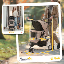 PawHut Pet Stroller Pushchair Carrier for Cat Puppy with 3 Wheels Brown