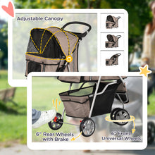 PawHut Pet Stroller Pushchair Carrier for Cat Puppy with 3 Wheels Brown