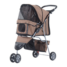 PawHut Pet Stroller Pushchair Carrier for Cat Puppy with 3 Wheels Brown