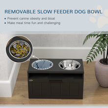 PawHut Raised Dog Bowl, Elevated Dog Bowls with Slow Feeder Dog Bowl, Black