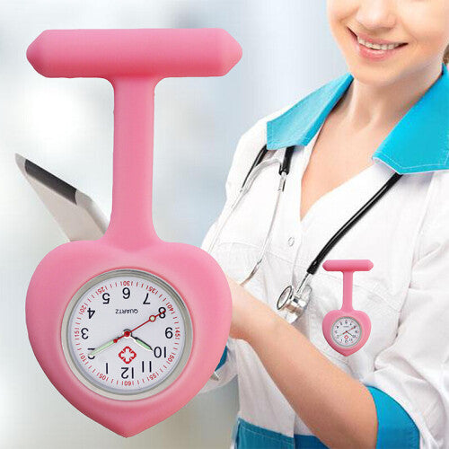 Peach Heart Nurse Pocket Watch Heart Care Watch Medical Silicone Quartz Watch Round Heart Dial FOB Doctor Clock Gift 10pcs