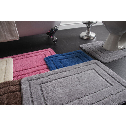 Pedestal and Bath Mat Set - 100% Luxury Microfibre Polyester Quick Drying Toilet / Bathroom Mat Set Design Allure Bath Fashions Lisa Border 2 Piece...