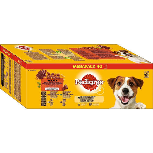 Pedigree Mixed Selection in Jelly 40 Pouches, Adult Wet Dog Food, Megapack (40 x 100 g)