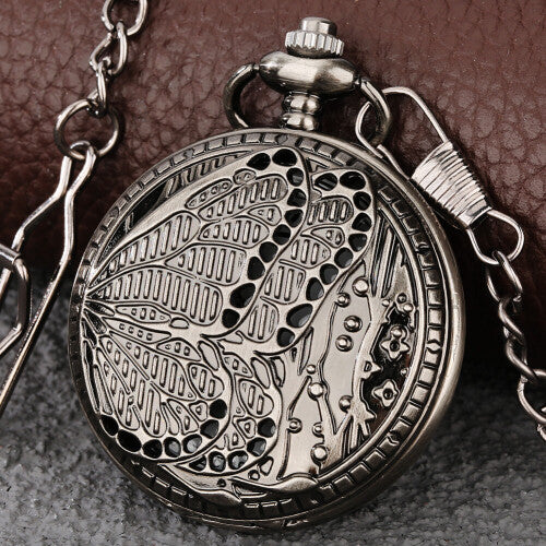 Pendant Pocket Watch Ladies Butterfly Pattern Waist Chain Clock Quartz Pocket Watches Birthday Gift for Daughter