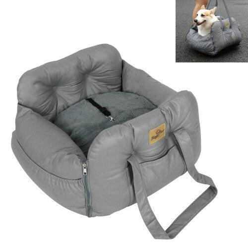 Pet Dog Car Seat Booster Car Bed with 3 Storage Pockets Travel