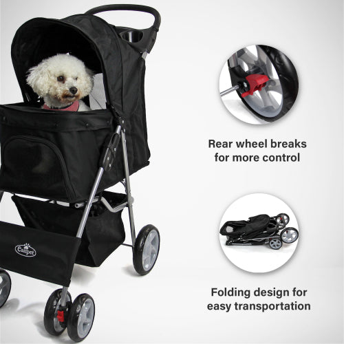 Pet Dog Puppy Stroller Pram Pushchair in Red Easipet