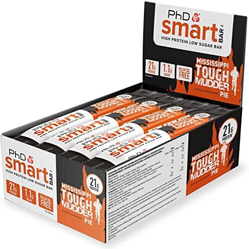 PhD Nutrition Smart Bar-High Protein Low Sugar Bar (Mississippi Tough Mudder Pie) 12 bars