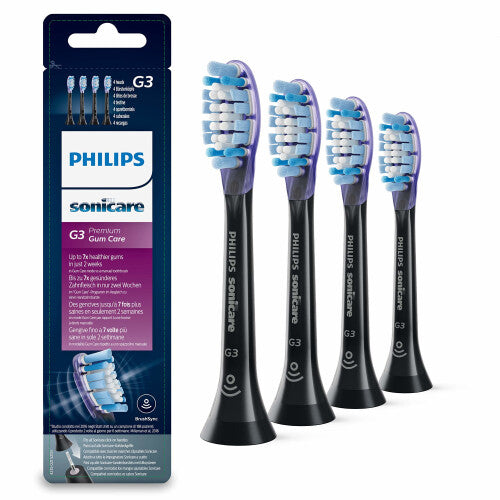 Philips Sonicare Premium Gum Care BrushSync Enabled Replacement Brush Heads, 4pk, Black - HX9054/33