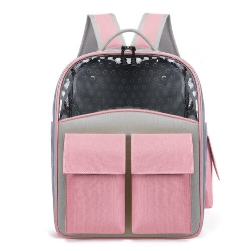 (Pink) breathable transparent Space Capsule Pet Carrier