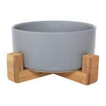 (Pink) Ceramic Bowl with Bamboo Stand for Dogs & Cats - 5 Colours Available