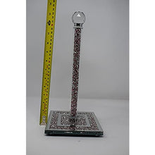 Pink Crushed Diamond Ornaments Silver Crystal Filled Kitchen Roll Holder 34cm Diamante Freestanding Chrome/Paper Towel Holder/Free-Standing/Tissue