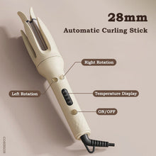 (Pink, EU) Negative Ions Automatic Hair Curler 28mm Electric Ceramic Curling Hair Stick Rotating Curl Waves Anti-Tangle Curling Iron Styler