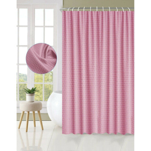 (Pink) Extra Long Bathroom Shower Curtain With Hooks Waterproof Curtain