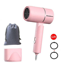 (Pink plus bag) Mini Travel Portable Handle Air Blow Dryer with Air Collecting Nozzel