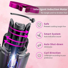 (Pink) Portable Wireless Auto-Rotating Hair Curling Wand