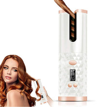 (Pink) Portable Wireless Auto-Rotating Hair Curling Wand