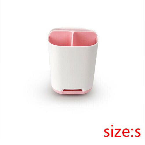 (Pink, S:13.2*9.4*9.4cm) Toothbrush Holder Bathroom Storage Multifunction