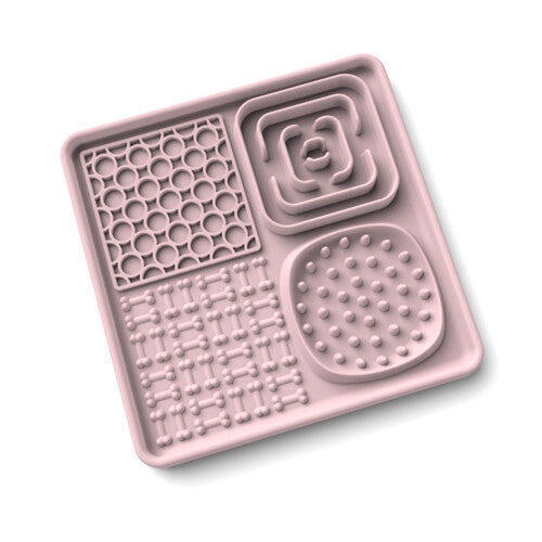 (Pink) Silicone Lick Mat for Dogs - Slow Feeder with Suction Cups