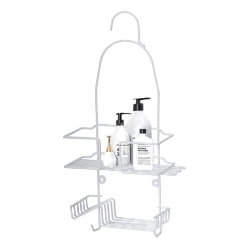 Plastic Coated Shower Caddy 2 Tier Hanging Caddy, No Drill Plastic Bathroom Shelf, Non-Rusting Storage Shelves, Shower Accessory, Bathroom