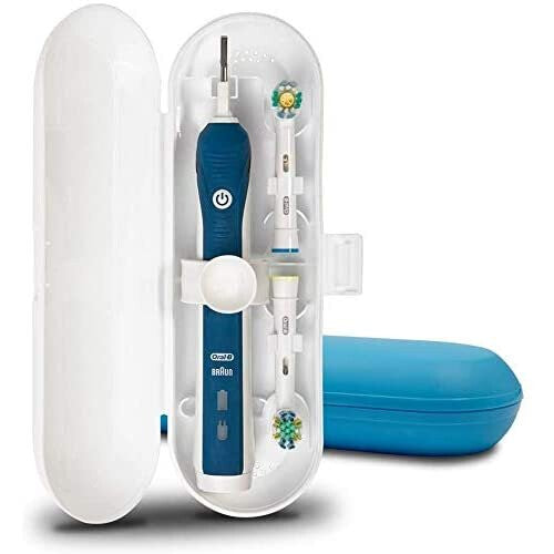 Plastic Electric Toothbrush Travel Case for Oral-B Pro Series, 2 Packs (Blue&White)