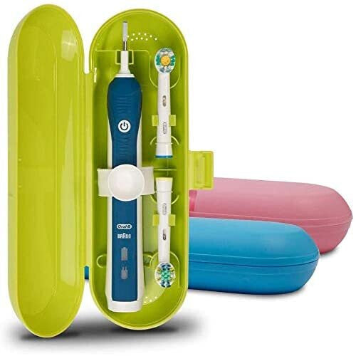 Plastic Electric Toothbrush Travel Case for Oral-B Pro Series, 3 Packs (Blue&Pink&Green)