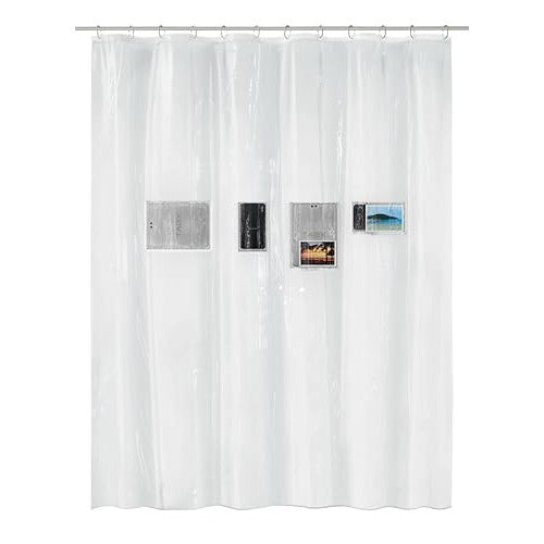 Pocket Shower Curtain, PEVA, Clear, 180 x 200 cm