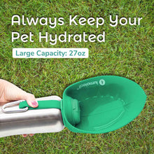 Portable Dog Water Bottles 800ml, Stainless Steel Pet Travel Water Bottle Dispenser for Walking, Hiking and Outdoor, Portable Water Bowl for Large