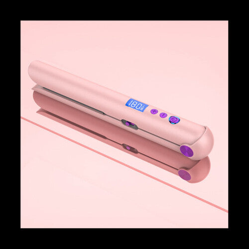 Portable USB Rechargeable Hair Straightener and Curler with Power Bank Travel Flat Hair Wand Wireless Straightening A