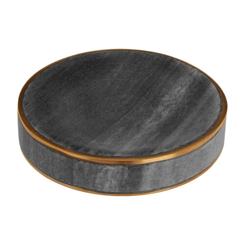 Premier Housewares Grey Marble Brass Soap Dish / Ceramic Soap Dishes With Drainage / Modern And Unique Bathroom Decor With Gold Detailing 13 x 13 x 3