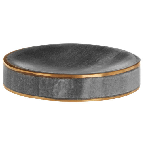 Premier Housewares Grey Marble Brass Soap Dish / Ceramic Soap Dishes With Drainage / Modern And Unique Bathroom Decor With Gold Detailing 13 x 13 x 3