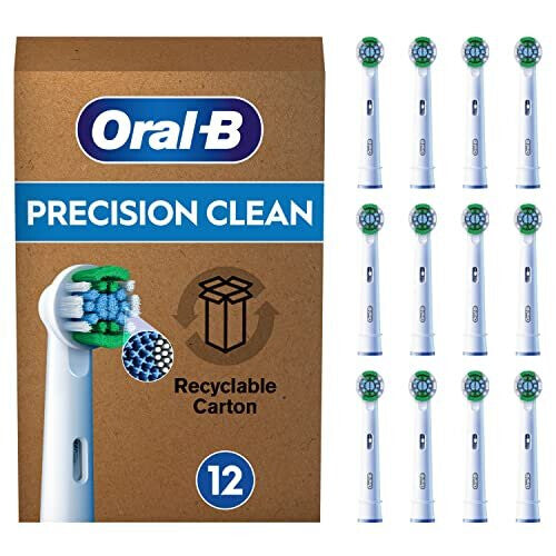 Pro Precision Clean Electric Toothbrush Head, X-Shape And Angled Bristles for Deeper Plaque Removal, Pack of 12 Toothbrush Heads, Suitable For Mailbox