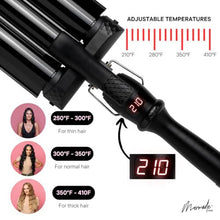 PRO Waver 32mm I Triple Barrel Deep Waver Curling Iron Beach Waves Crimper (32mm, Black)