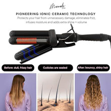 PRO Waver 32mm I Triple Barrel Deep Waver Curling Iron Beach Waves Crimper (32mm, Black)