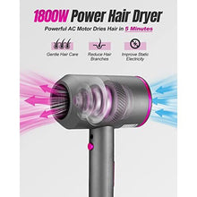 Professional Hair Dryer 1800W, Fast Drying Ionic Hairdryer with 2 Speed 3 Heat Setting and Cool Shot Button, Blow Dryer with 1 Diffuser & 2