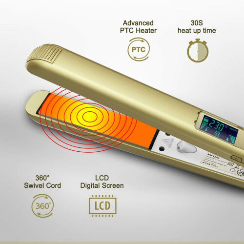 Professional Hair Straighteners Irons Golden Digital LCD Display