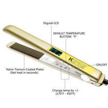 Professional Hair Straighteners Irons Golden Digital LCD Display