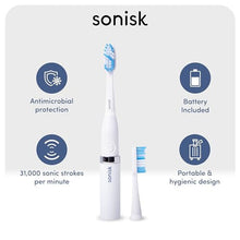 Pulse | Battery Powered Electric Toothbrush | Portable Travel Size with Antimicrobial Sonic Technology | 1x Battery, 2X Brush Heads, 1x Travel Case