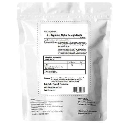 Pure Arginine Alpha-Ketoglutarate (AAKG) - Unflavoured Powder 100g