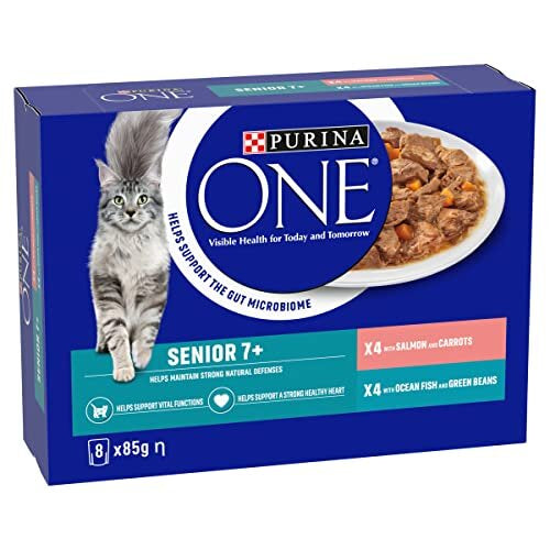 Purina ONE Senior 7+ Wet Cat Food Salmon and Ocean Fish 5(8x85 g)