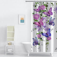 Purple Butterfly Shower Curtains for Bathroom, Summer Spring Shower Curtain Butterflies Rustic Floral Shower Curtain with 7 Hooks,36X72 Inches