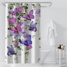 Purple Butterfly Shower Curtains for Bathroom, Summer Spring Shower Curtain Butterflies Rustic Floral Shower Curtain with 7 Hooks,36X72 Inches