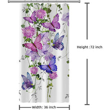 Purple Butterfly Shower Curtains for Bathroom, Summer Spring Shower Curtain Butterflies Rustic Floral Shower Curtain with 7 Hooks,36X72 Inches