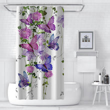 Purple Butterfly Shower Curtains for Bathroom, Summer Spring Shower Curtain Butterflies Rustic Floral Shower Curtain with 7 Hooks,36X72 Inches