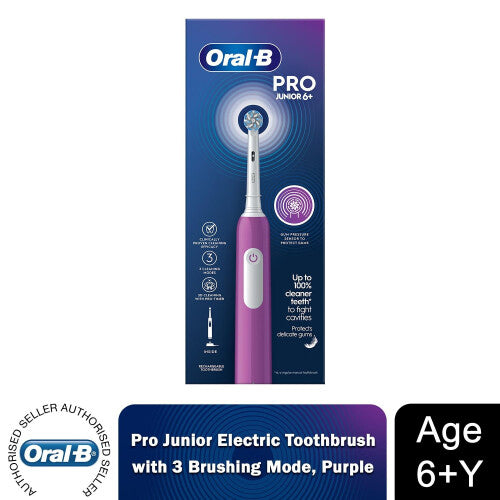 (Purple) Oral-B Pro Junior Electric Toothbrush for Kids 6+Y