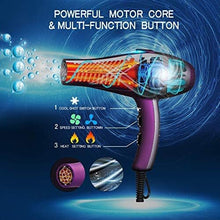 (Purple) Professional Ionic Hair Dryer 2100W 3 Heat Levels 2 Speed Settings Low Noise Far Infrared AC Motor With Hair Diffuser/Nozzle/Comb/UK Plug