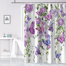 Purple Shower Curtain Butterfly Shower Curtains for Bathroom, Summer Shower Curtain Lavender Lilac Pink Floral Shower Curtain with 12 Hooks,72X72''