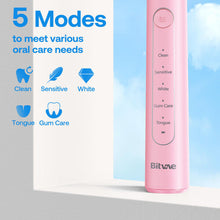 R2 Rotating Electric Toothbrush for Adults with 8 Brush Heads, 5 Modes Rechargeable Power Toothbrush with Pressure Sensor, Pink